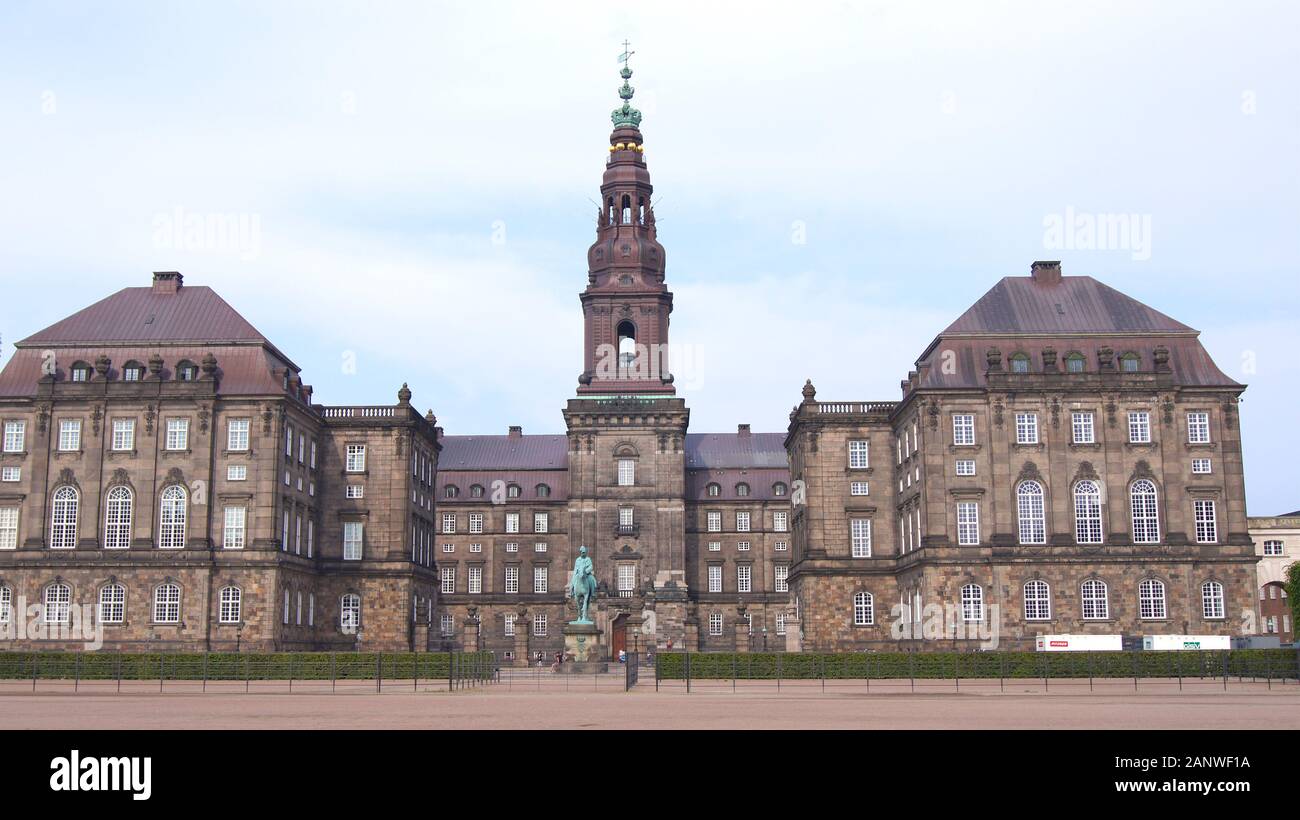 COPENHAGEN, DENMARK - JUL 05th, 2015: Christiansborg palace, famous landmark of danish capital. Christiansborg castle, the seat of parliament on Stock Photo