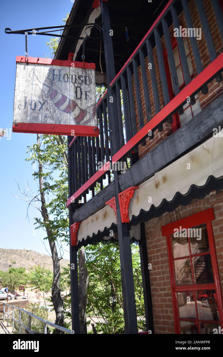 Jerome, AZ. U.S.A. May 18, 2018. A National Historical Landmark 1967, Jerome’s Cleopatra hill