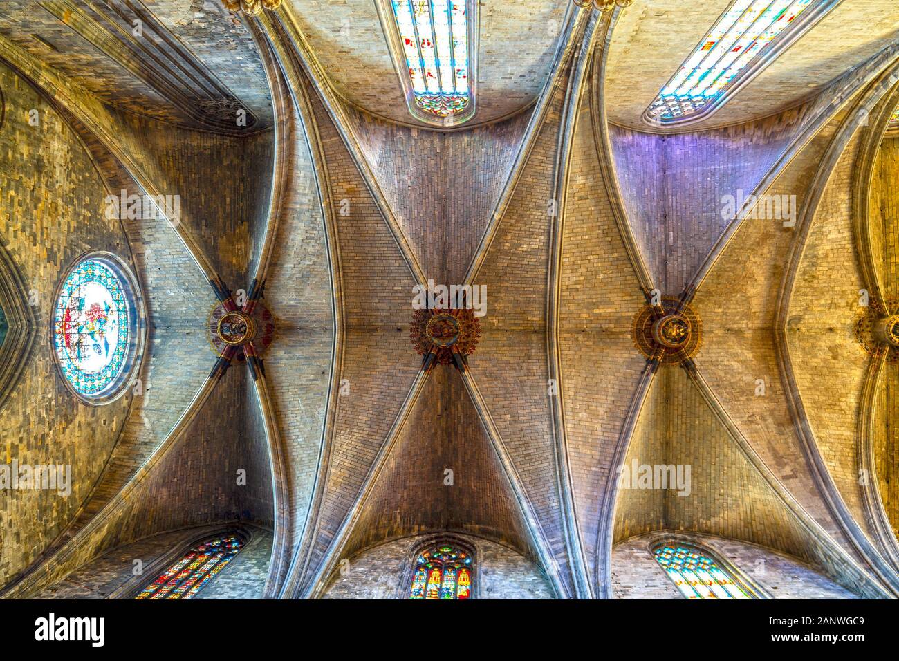 Girona, Catalonia, Spain - gothic interior of cathedral Stock Photo