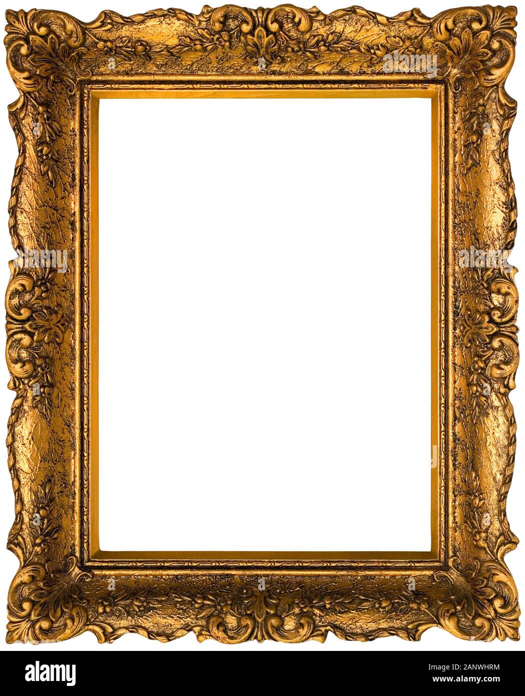 Empty Gilded Picture Frame Cut Out Stock Photo
