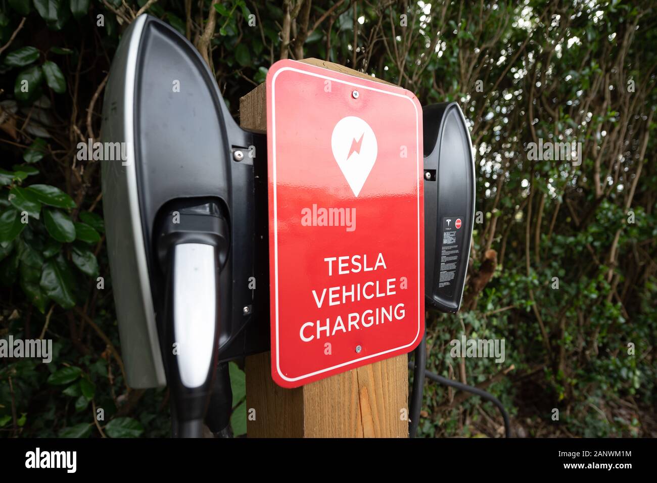 A Tesla vehicle electric charging station in the UK Stock Photo Alamy