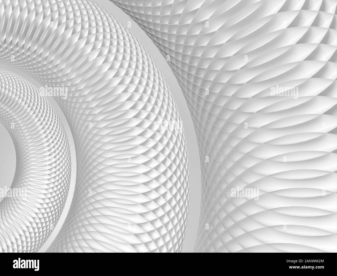 Abstract white background with round spiral structure made of circles ...
