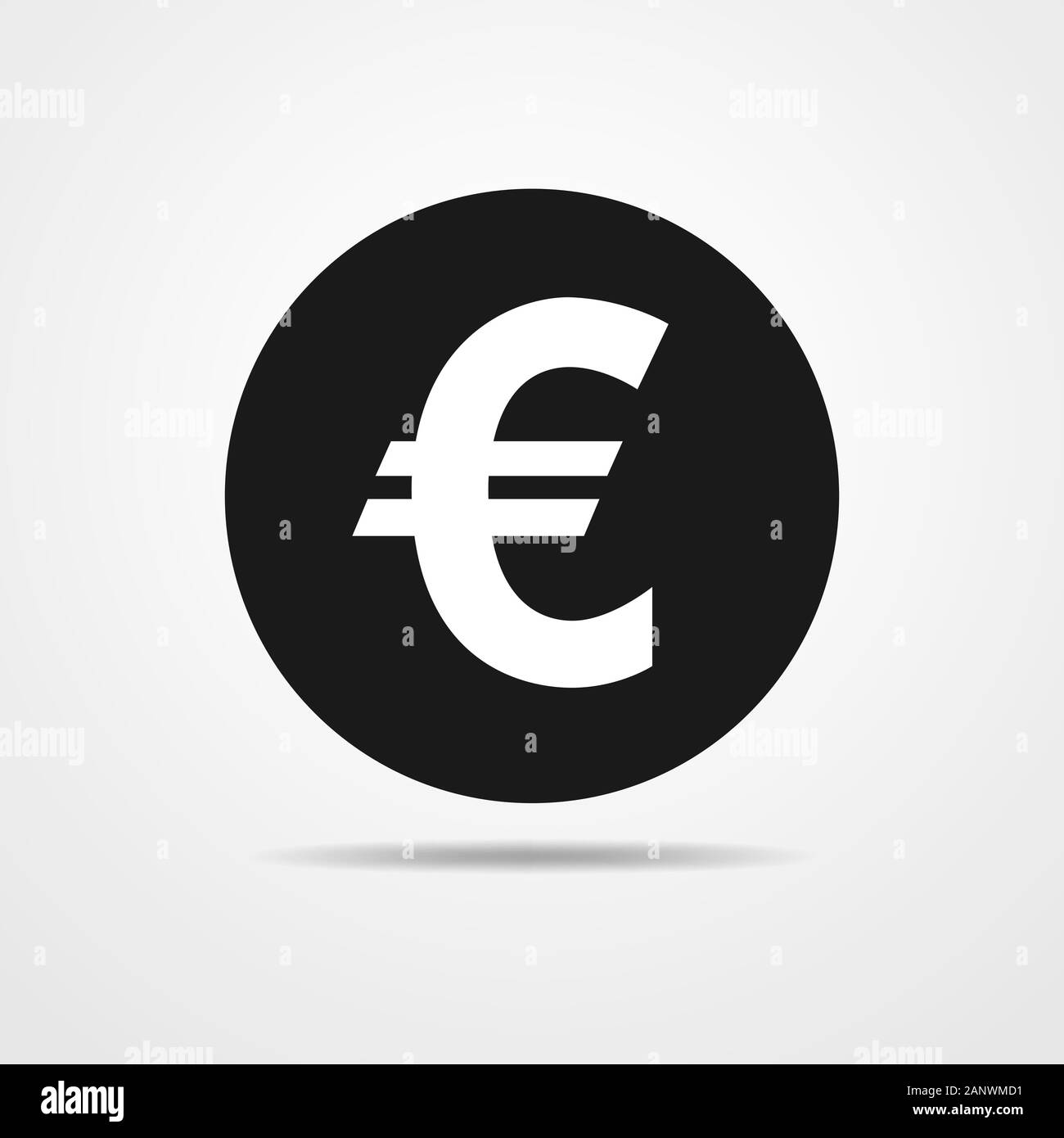 Euro sign in flat design. Black euro symbol isolated. Vector