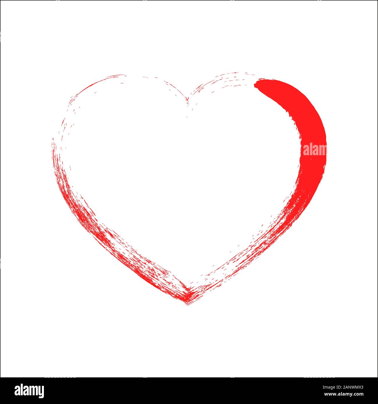 Red drawing heart. Red heart icon. Vector illustration. Silhouette of