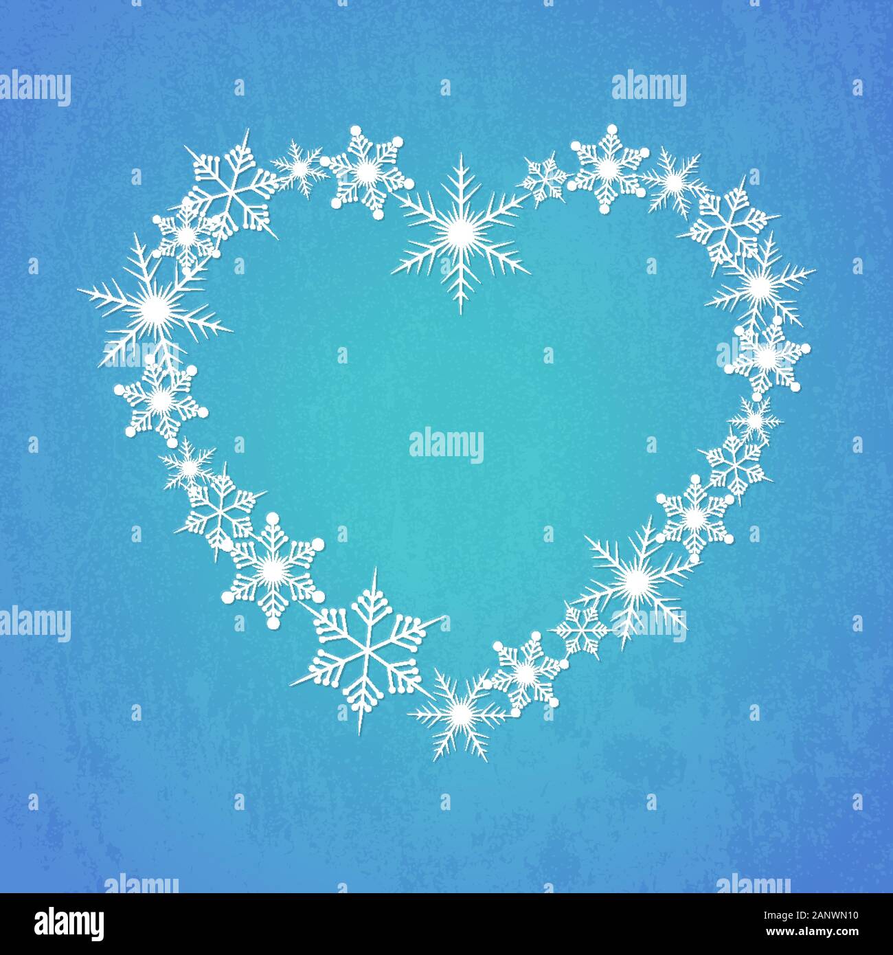 Heart shape of snowflakes. Heart from snowflakes. Abstract Christmas