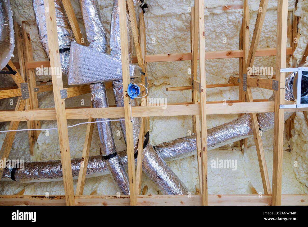 HVAC vents being installed air conditioning on the roof of the house