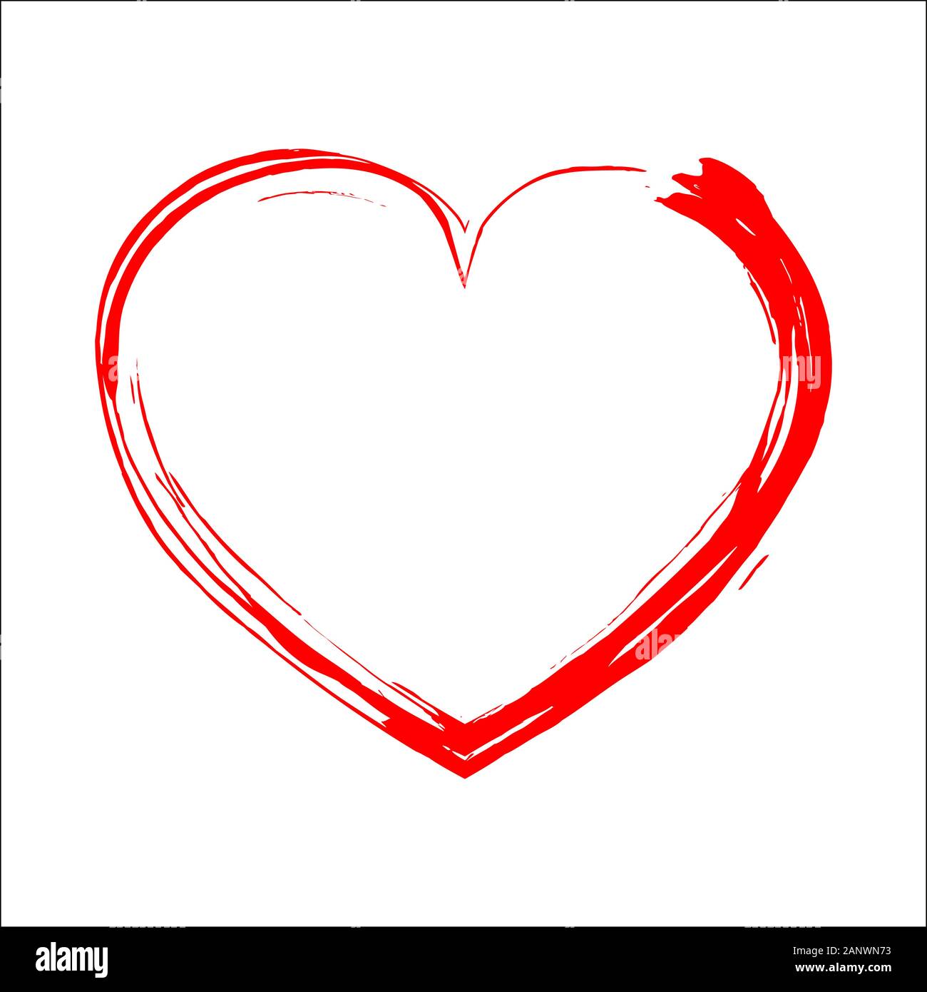 Red drawing heart. Red heart icon. Vector illustration. Silhouette of ...