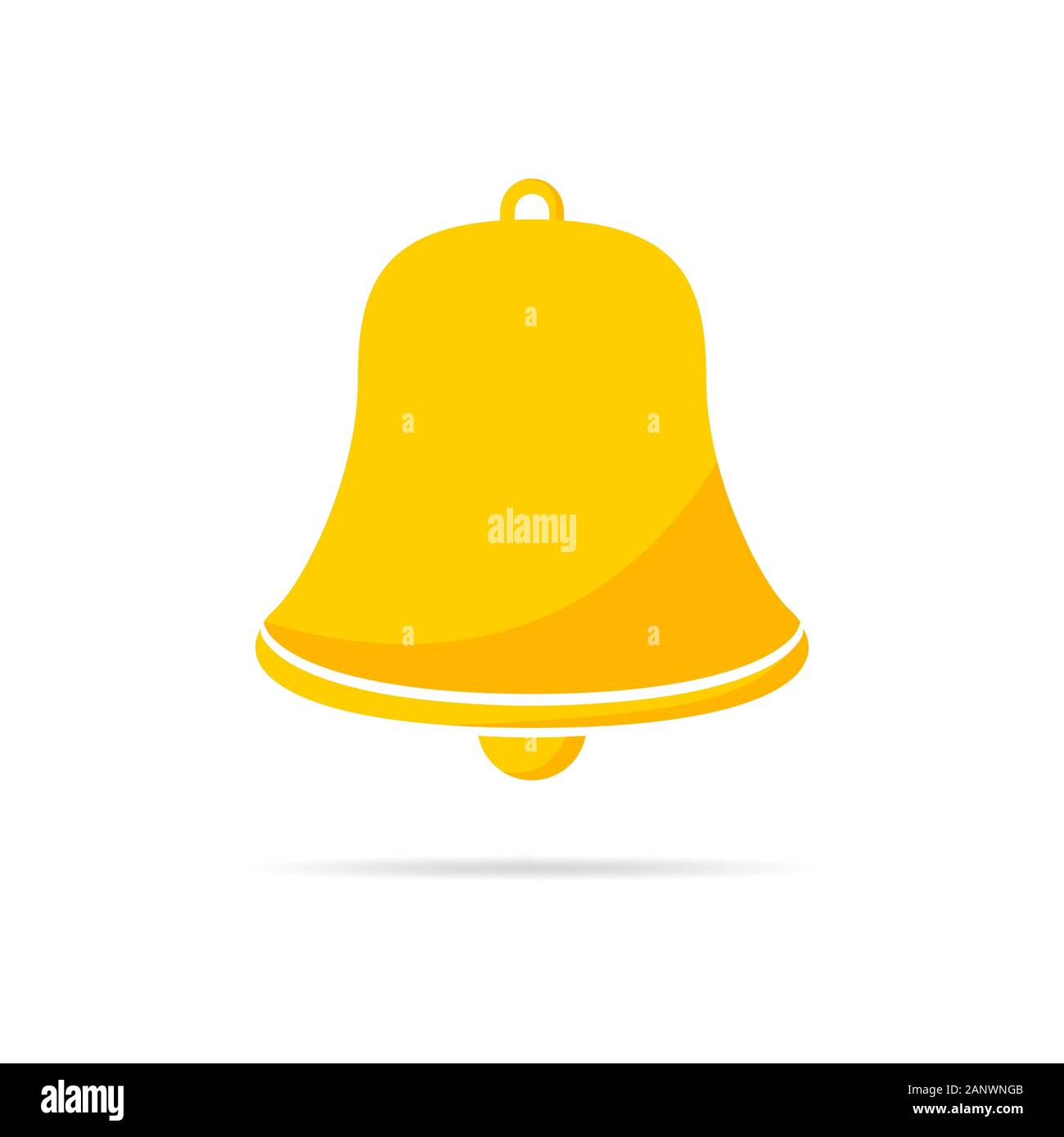 Handbell icon isolated on white background. Simple yellow handbell sign
