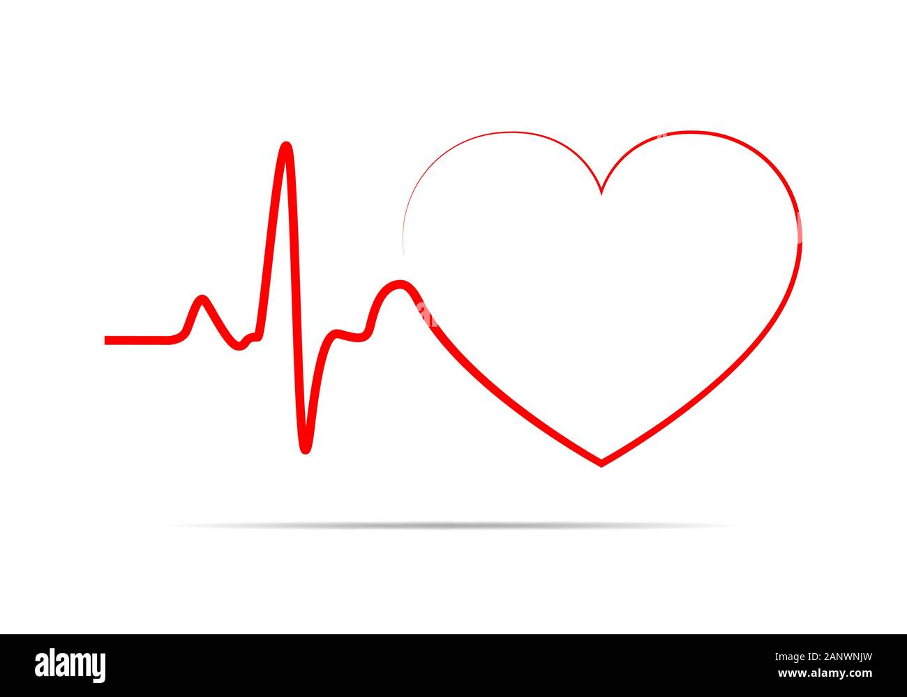 Red heart icon with sign heartbeat. Vector illustration. Heart sign in ...
