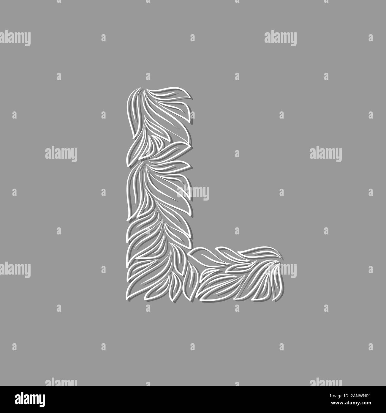 Ornamental paper letter L on gray Stock Vector