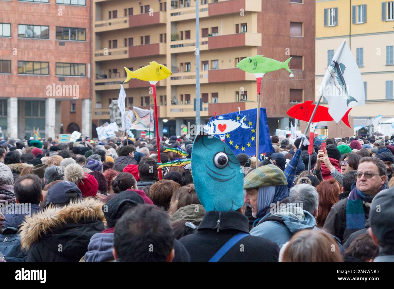 2020 demonstration of the 'sardines', Italy Stock Photo