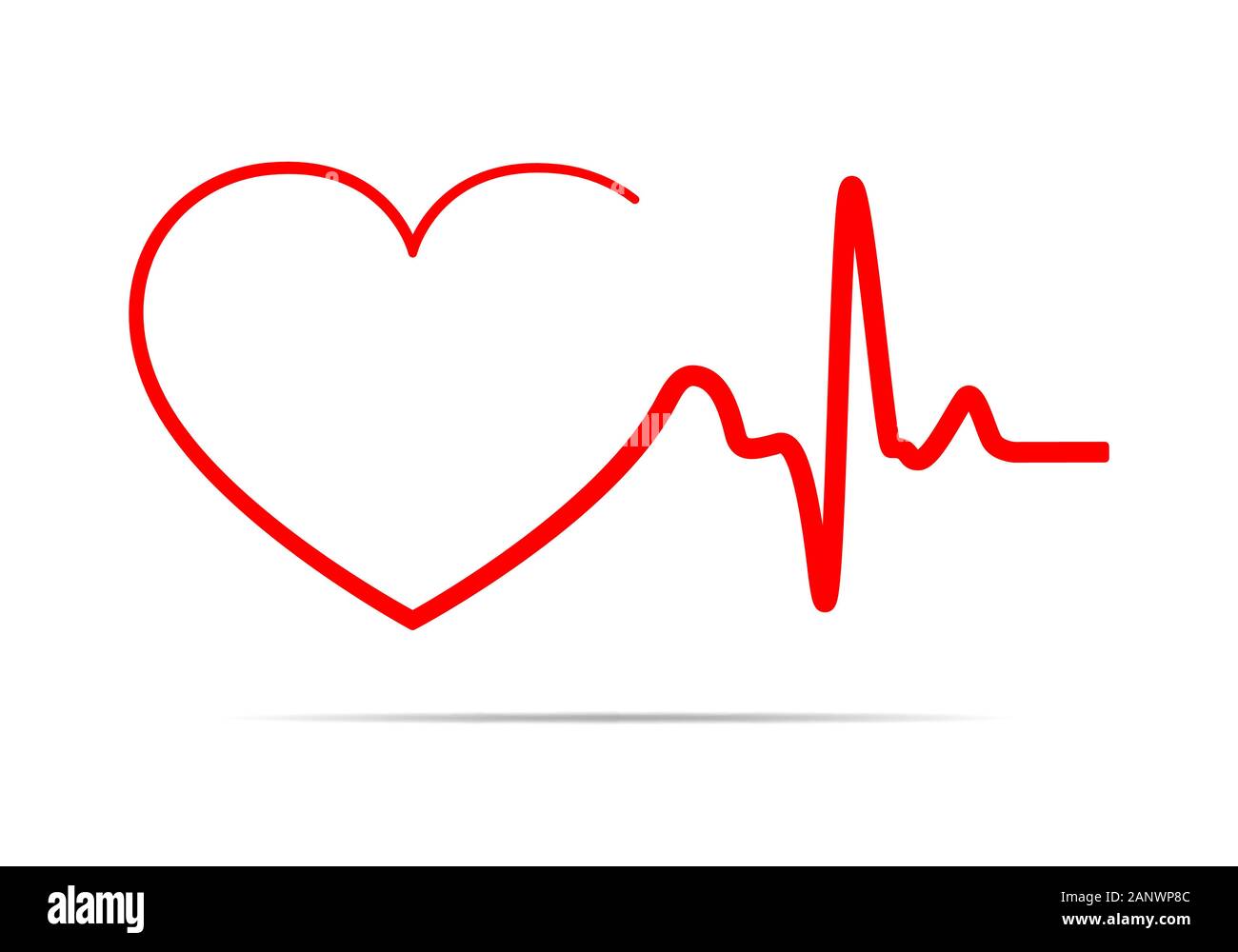 Red heart icon with sign heartbeat. Vector illustration. Heart sign in ...