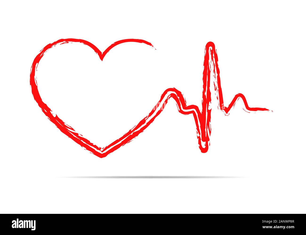 Red heart icon with sign heartbeat. Vector illustration. Heart sign in ...