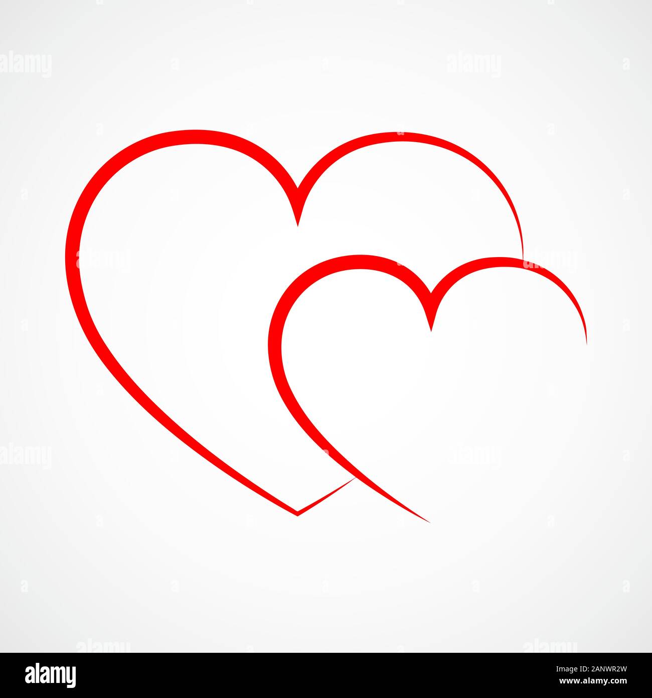 Abstract Heart Shape Outline. Vector Illustration. Red Heart Icon In 