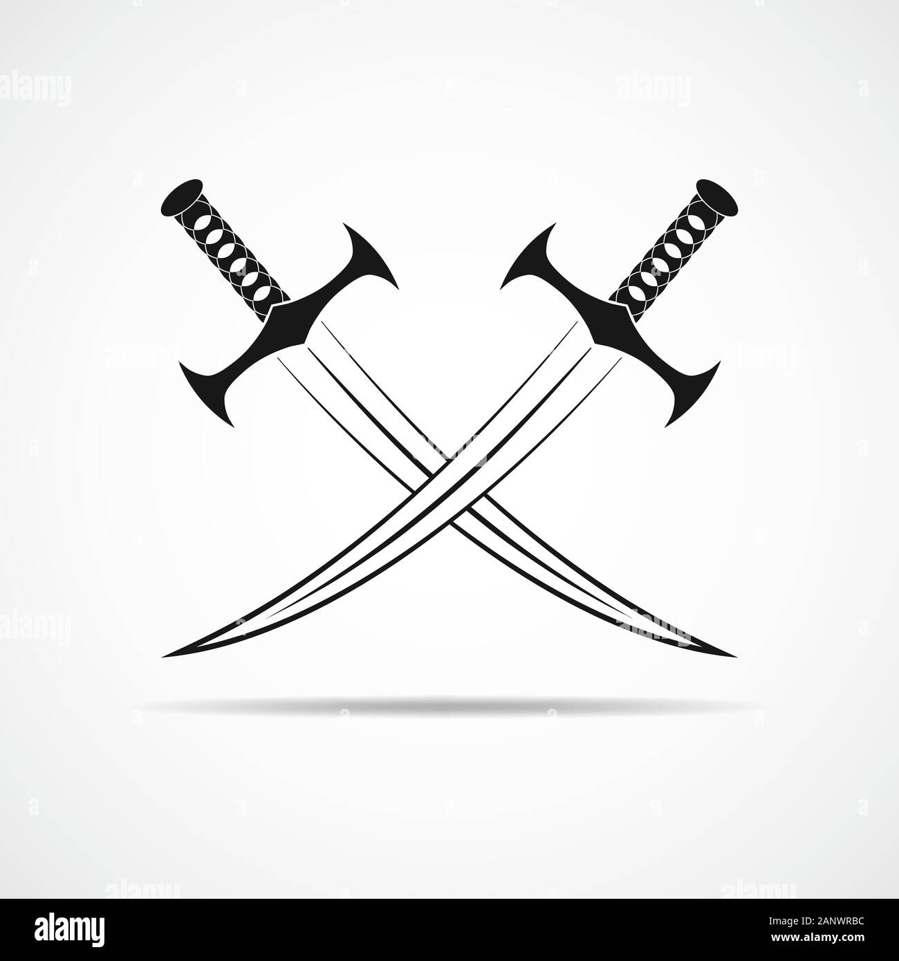 Two crossed swords icon gray monochrome Royalty Free Vector