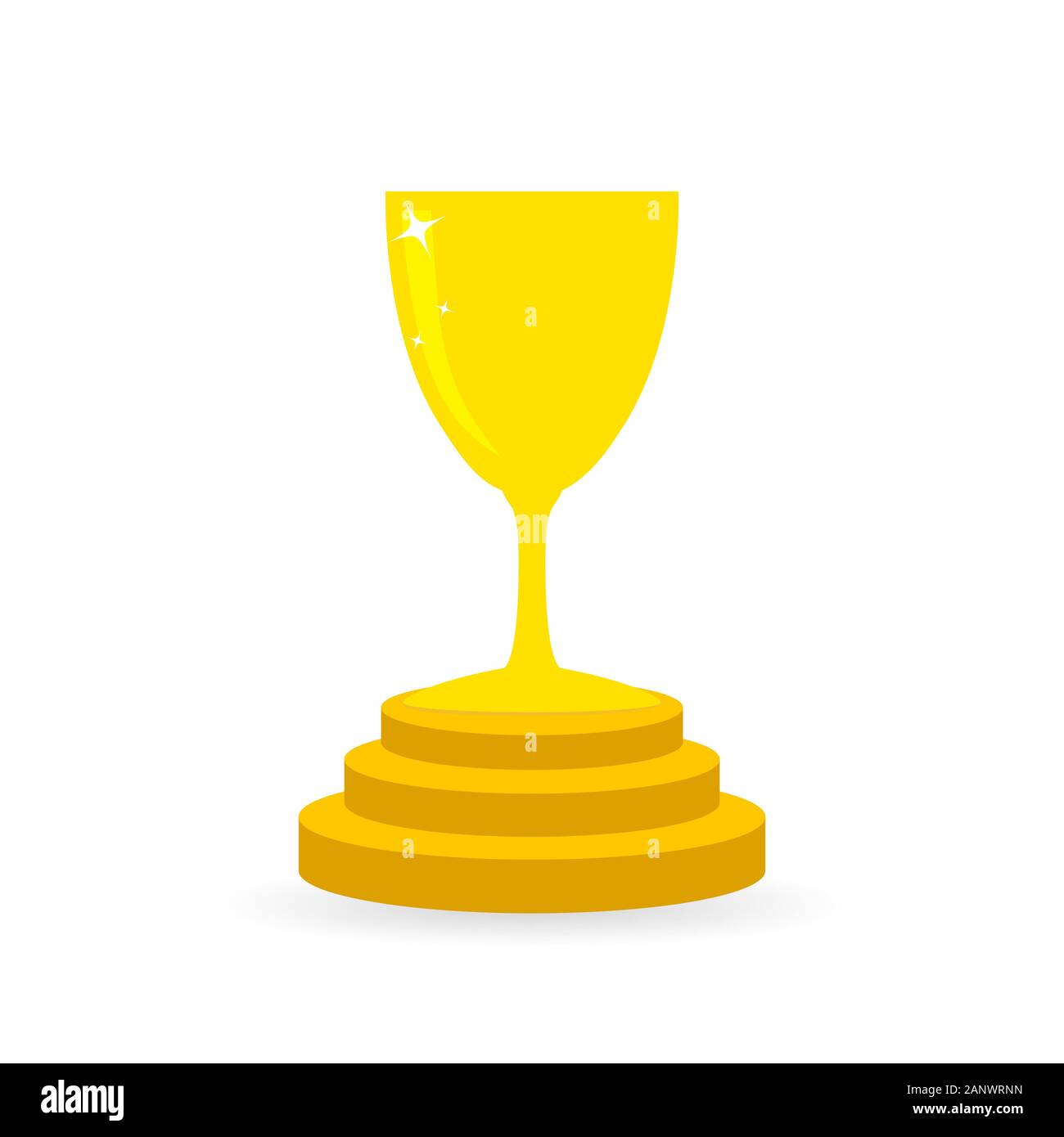 Gold trophy cup in flat design. Cup icon isolated on white background ...