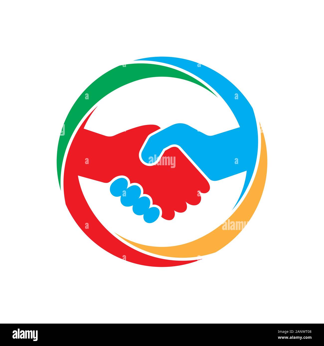 Abstract colored handshake icon. Handshake sign in the circle, on white