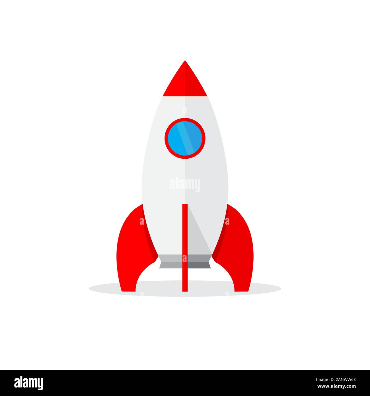 Colored rocket ship icon in flat design. Simple spaceship icon isolated ...