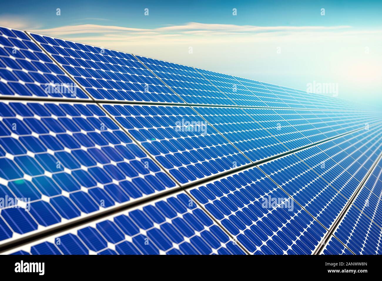 Solar Panels - Background - 3D Rendering Stock Photo