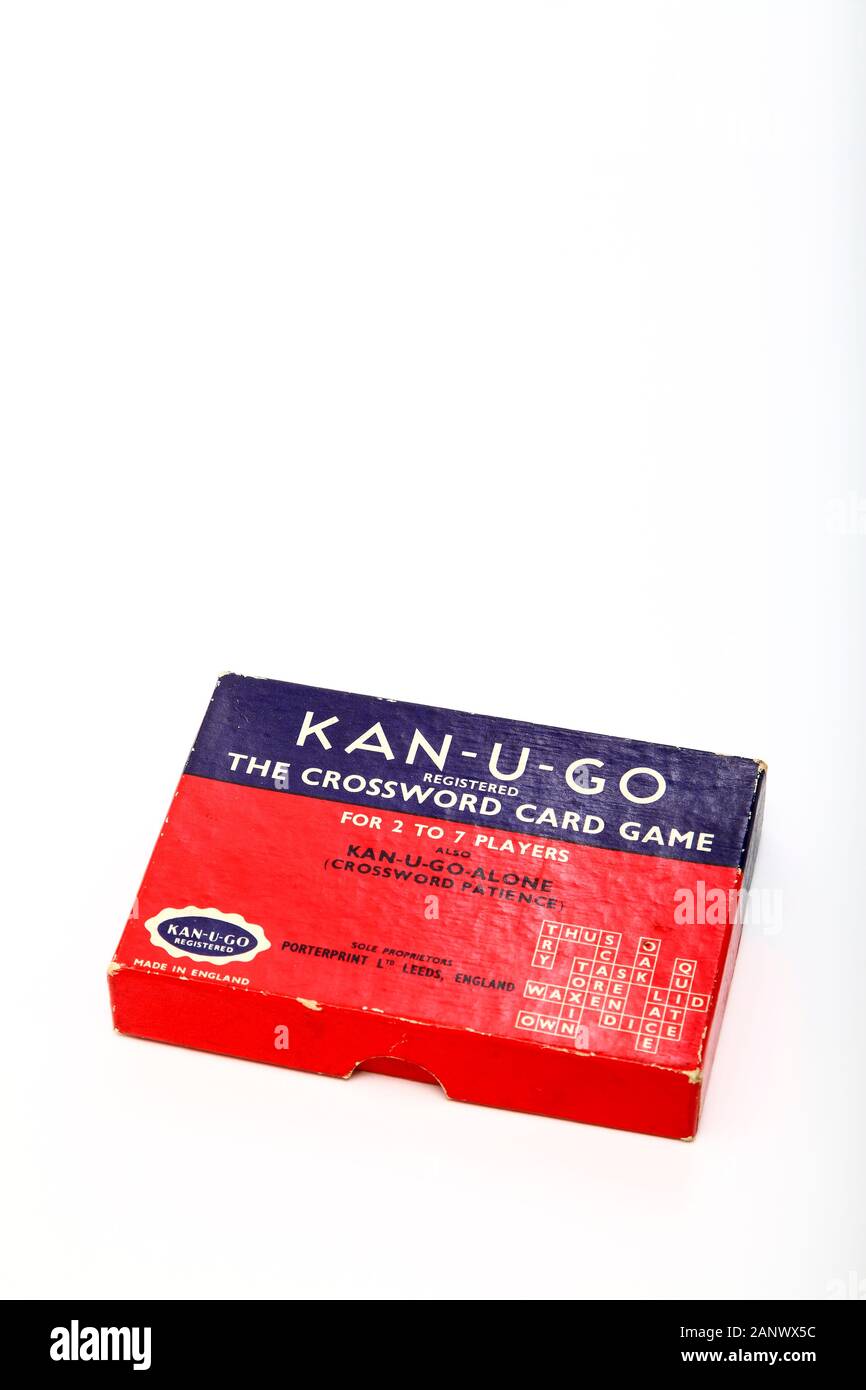 Old vintage KanUGO crossword card game circa 1934 isolated on a white