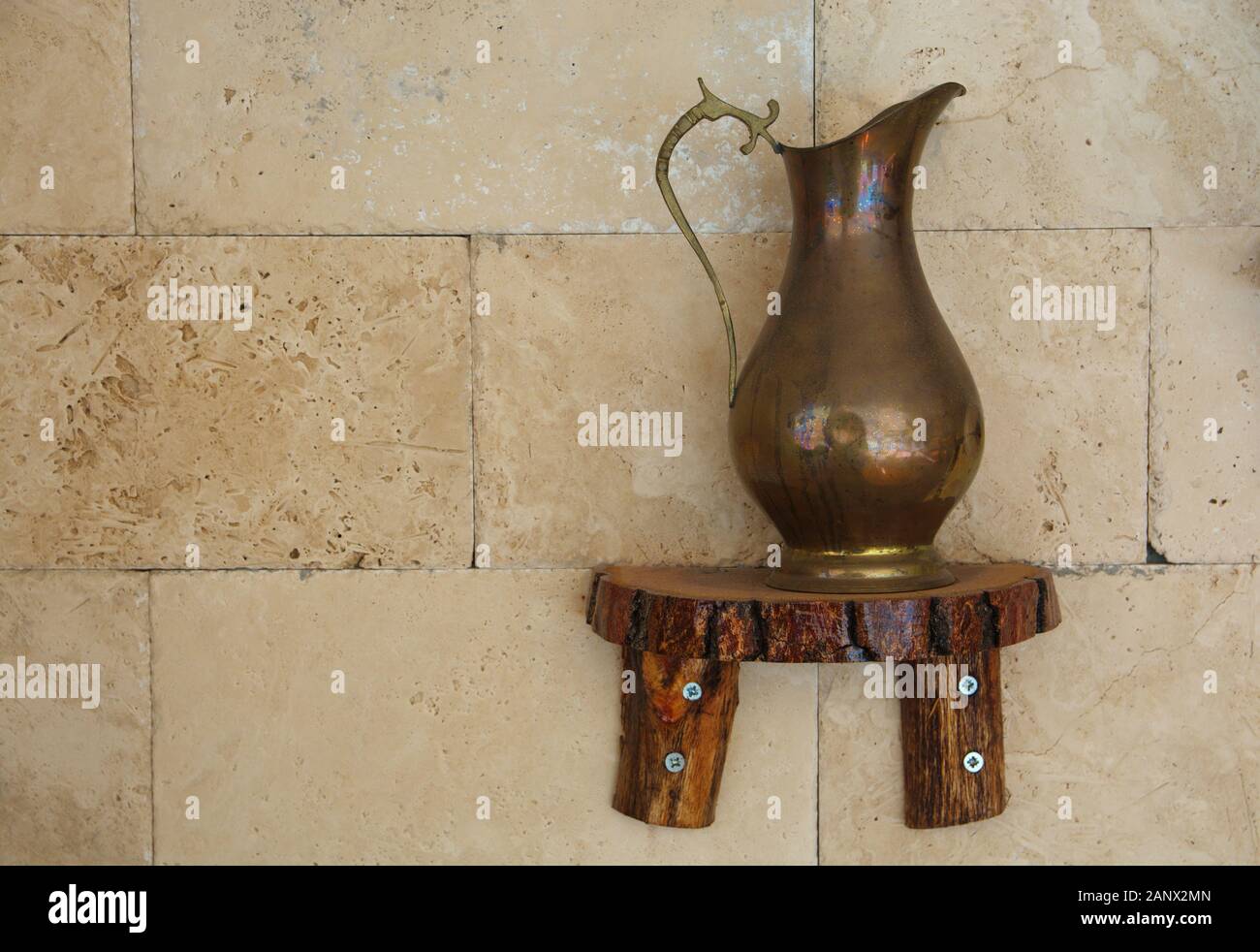 old copper ewer. Turkish water container used in the past Stock Photo