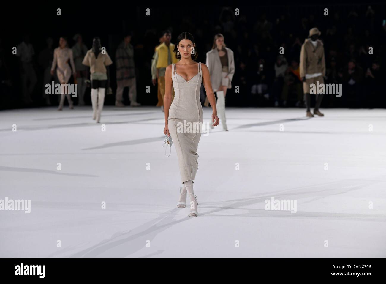 Gigi Hadid and Bella Hadid walk the runway during the Jacquemus Menswear  Fall/Winter 2020-2021