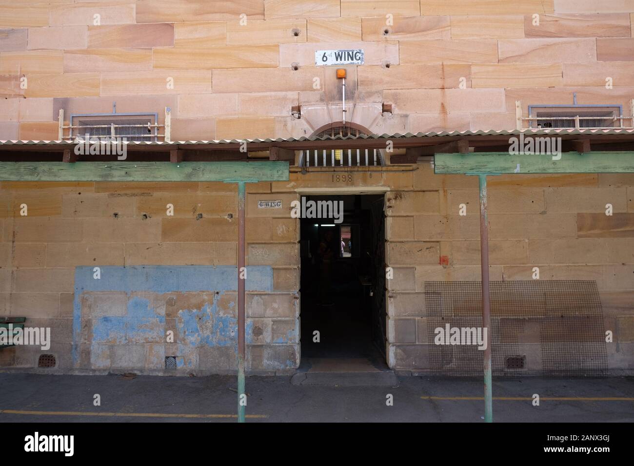 Wing 6 entrance and stone work horizontal detail - Parramatta Gaol, Sydney, Australia Stock Photo