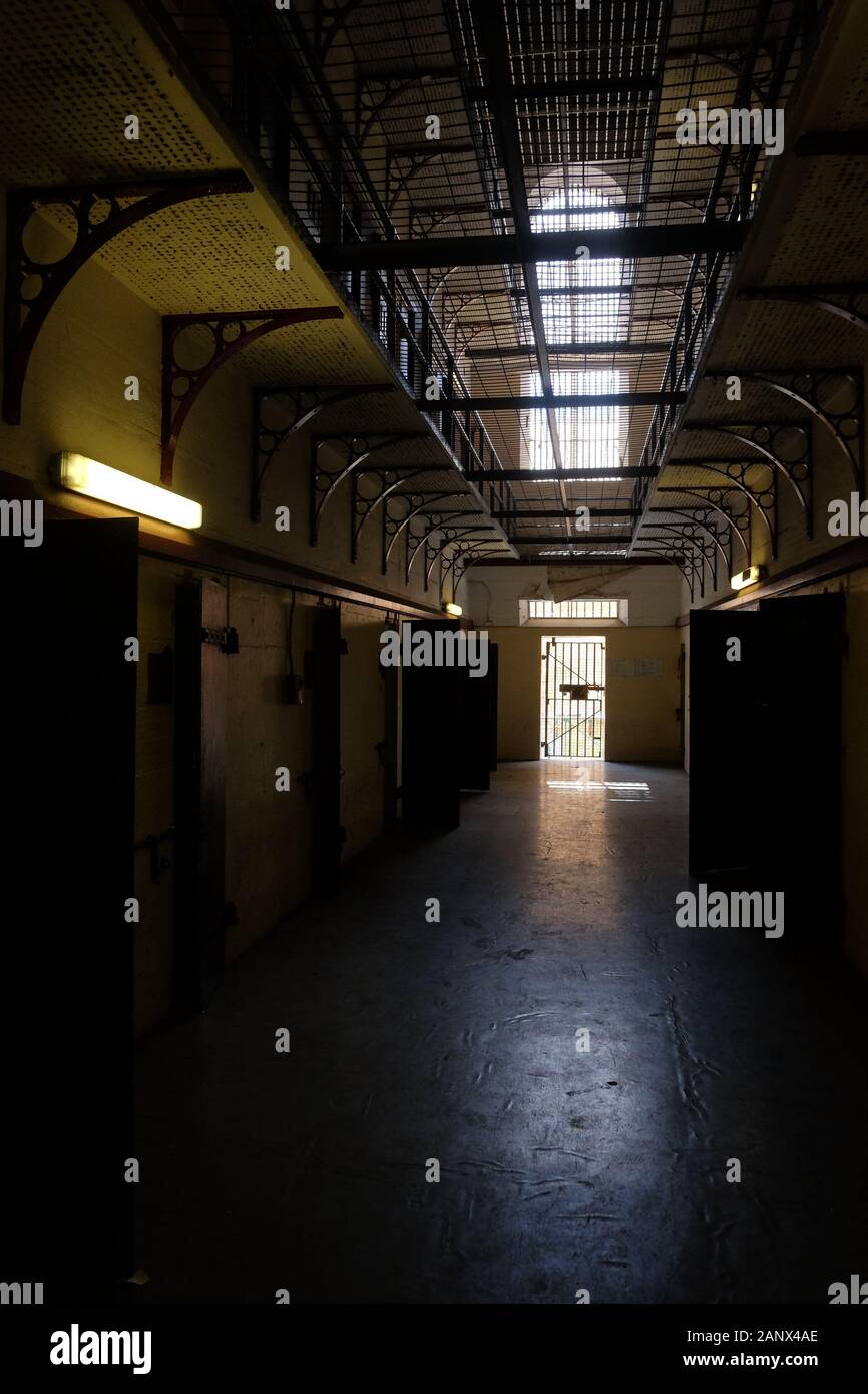 Corridor of cells, ground floor, Parramatta Gaol, Sydney, Australia Stock Photo