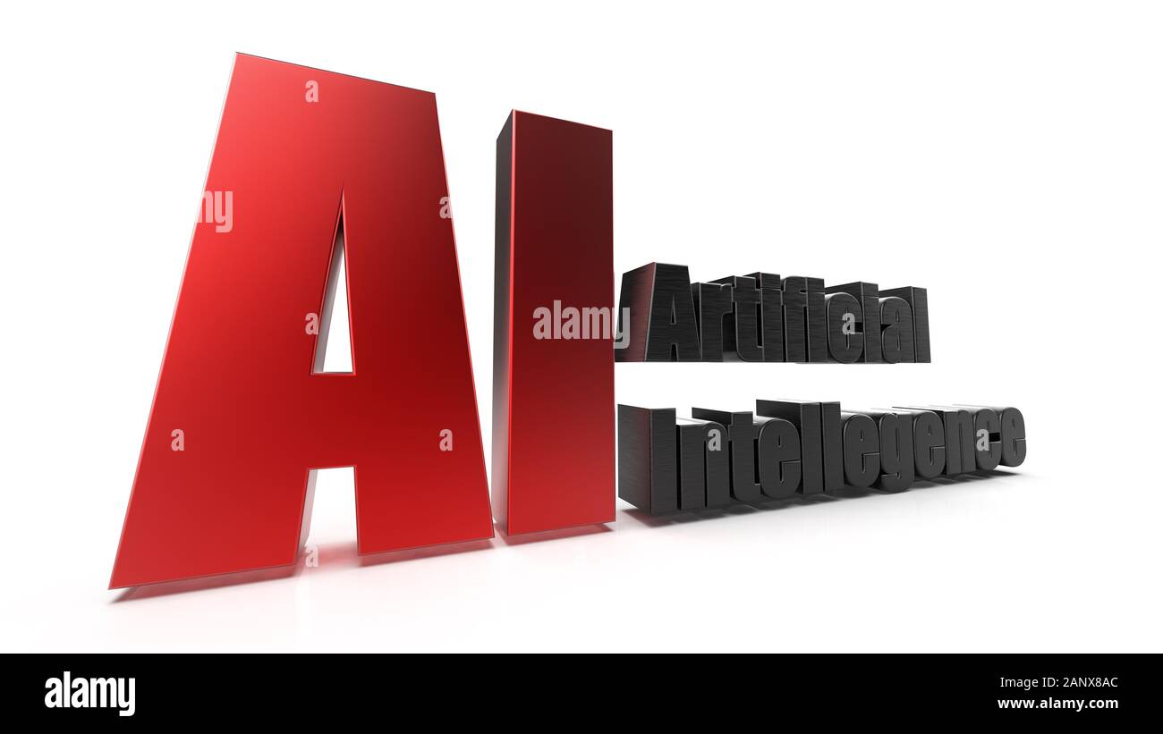 The 3d rendering of 3D AI Wording with white background Stock Photo