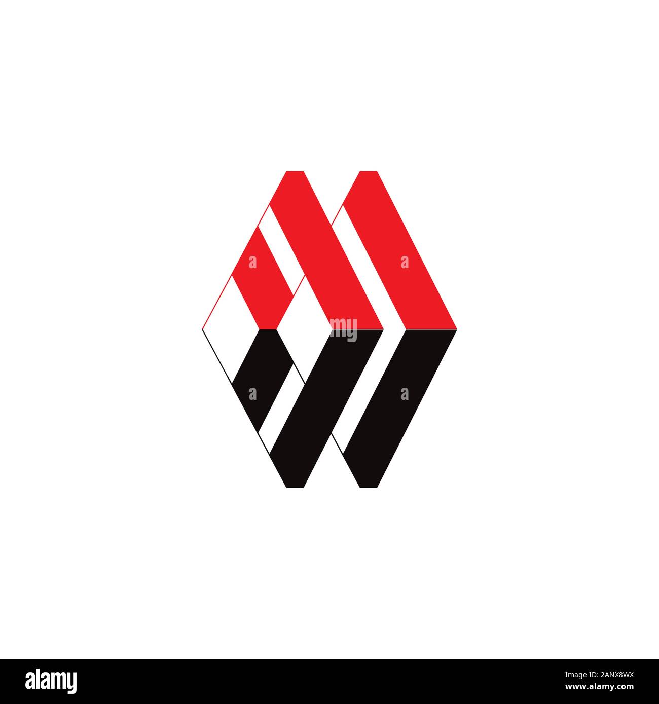 letter mw simple geometric stripes logo vector Stock Vector