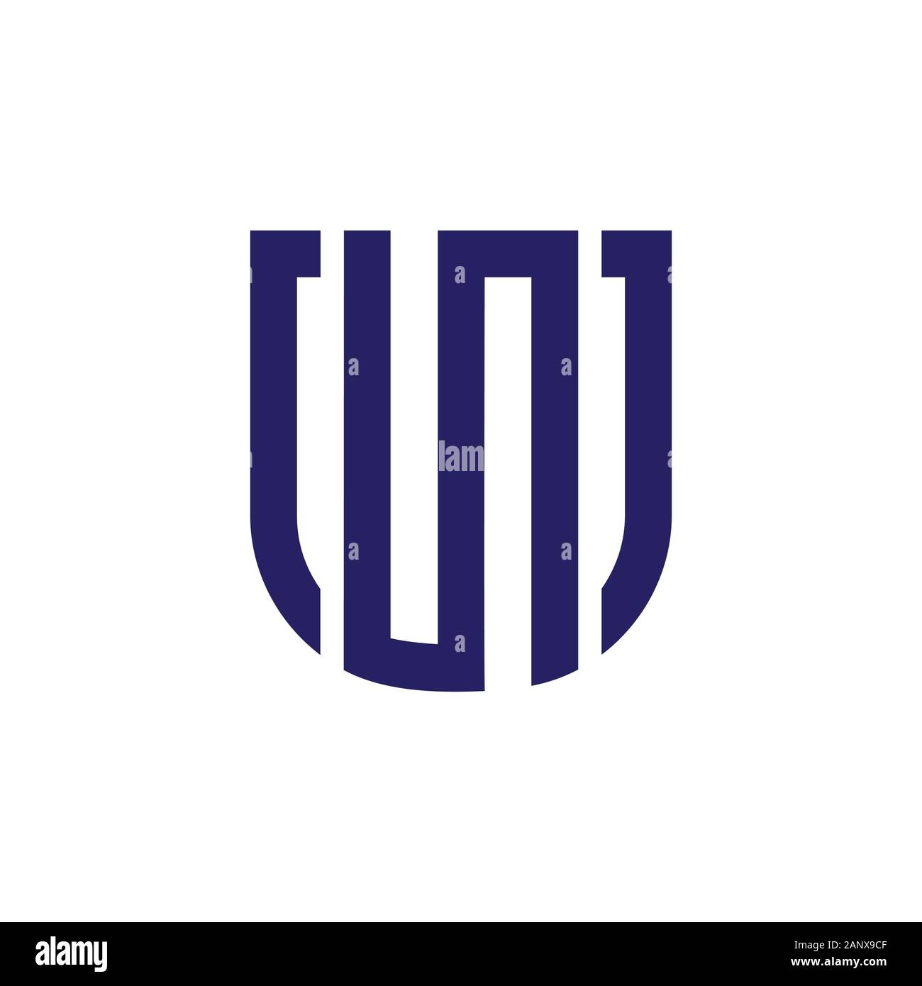 letter u stripes geometric emblem shield shape logo vector Stock Vector