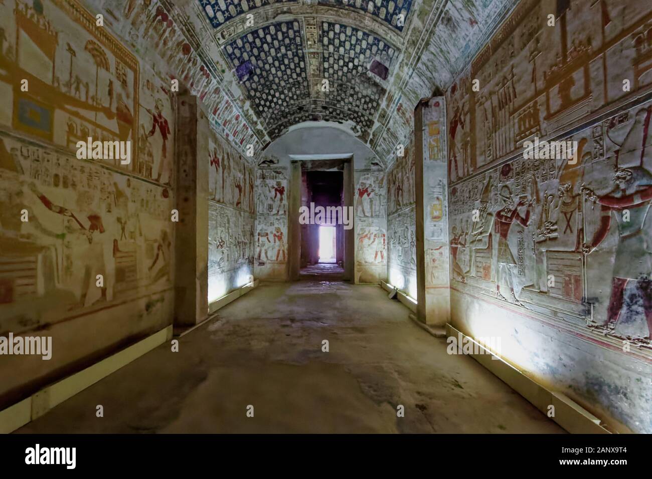 Recently restored Chapel of Osiris at the Abydos Temple of King Seti I Stock Photo