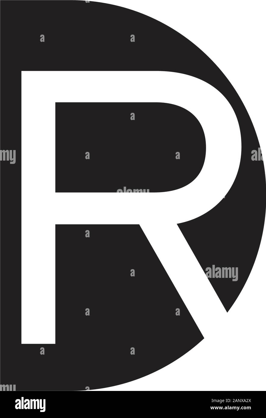 letter dr simple negative space design vector Stock Vector