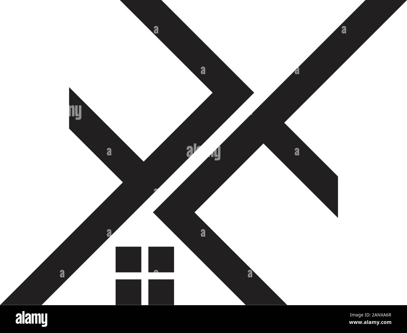 letter f t home shape logo vector Stock Vector