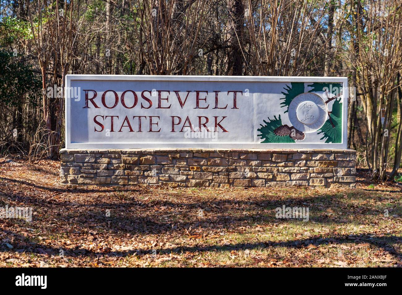 Morton, MS / USA December 30, 2019 Entrance Sign to Roosevelt State