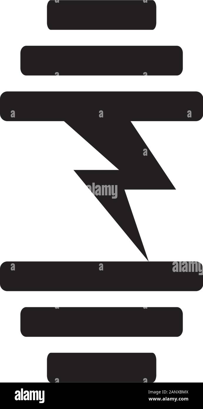 symbol logo vector dumbbell power training simple geometric design Stock Vector