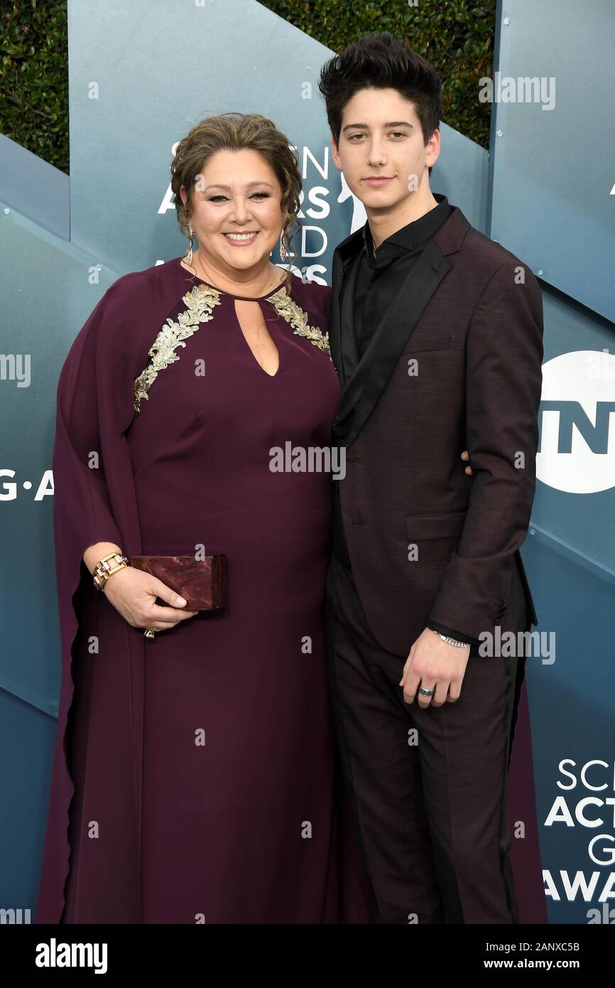 Los Angeles, California, USA. 19th Jan 2020. Camryn Manheim and Milo Manheim arrives for the 26th Annual Screen Actors Guild Awards at The Shrine Auditorium on January 19, 2020 in Los Angeles, California. (Photo by Sthanlee B. Mirador/Sipa USA) Credit: Sipa USA/Alamy Live News Stock Photo