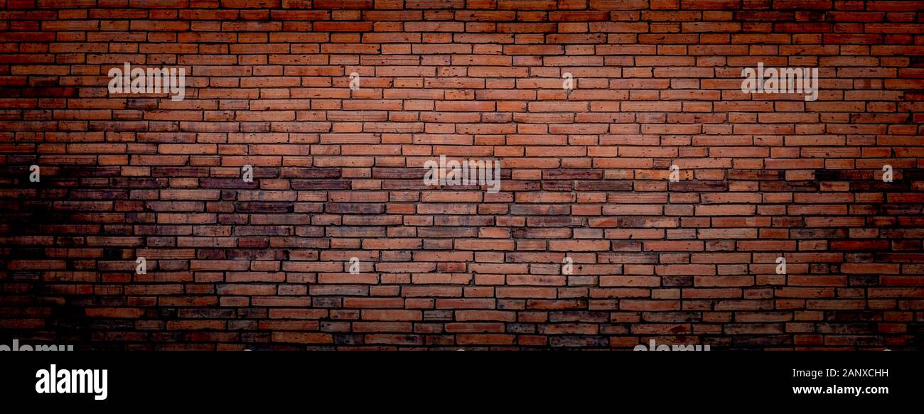 brick wall of red wide panorama Background of old vintage brick wall ...