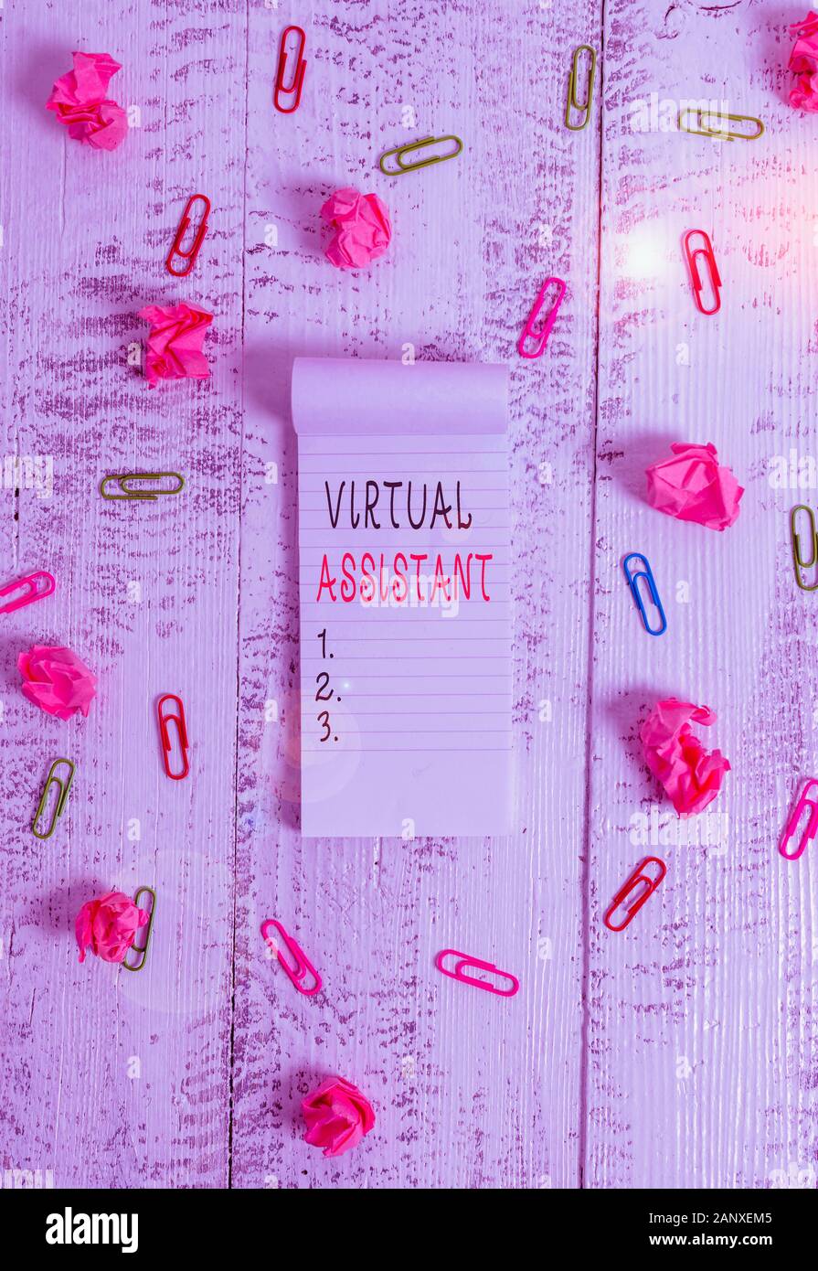 Writing note showing Virtual Assistant. Business concept for ...