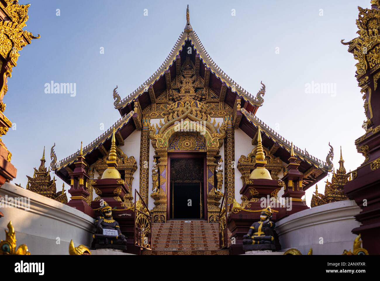 This is the picture of Wat Rajamontean, Buddhist Temple in Chiang Mai, Thailand Stock Photo