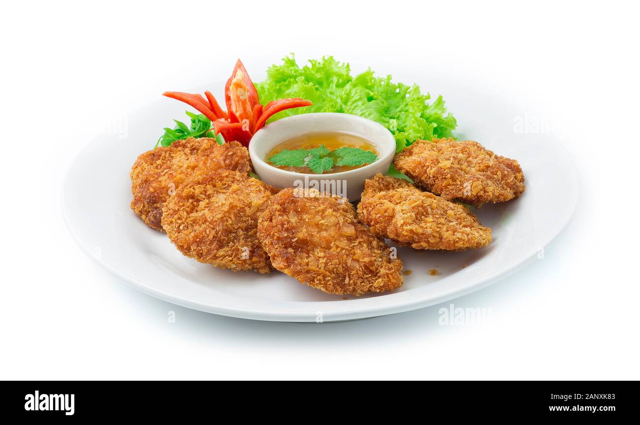 Shrimp Pancake Deep Fried Chinese Food Asian style Served with Sweet