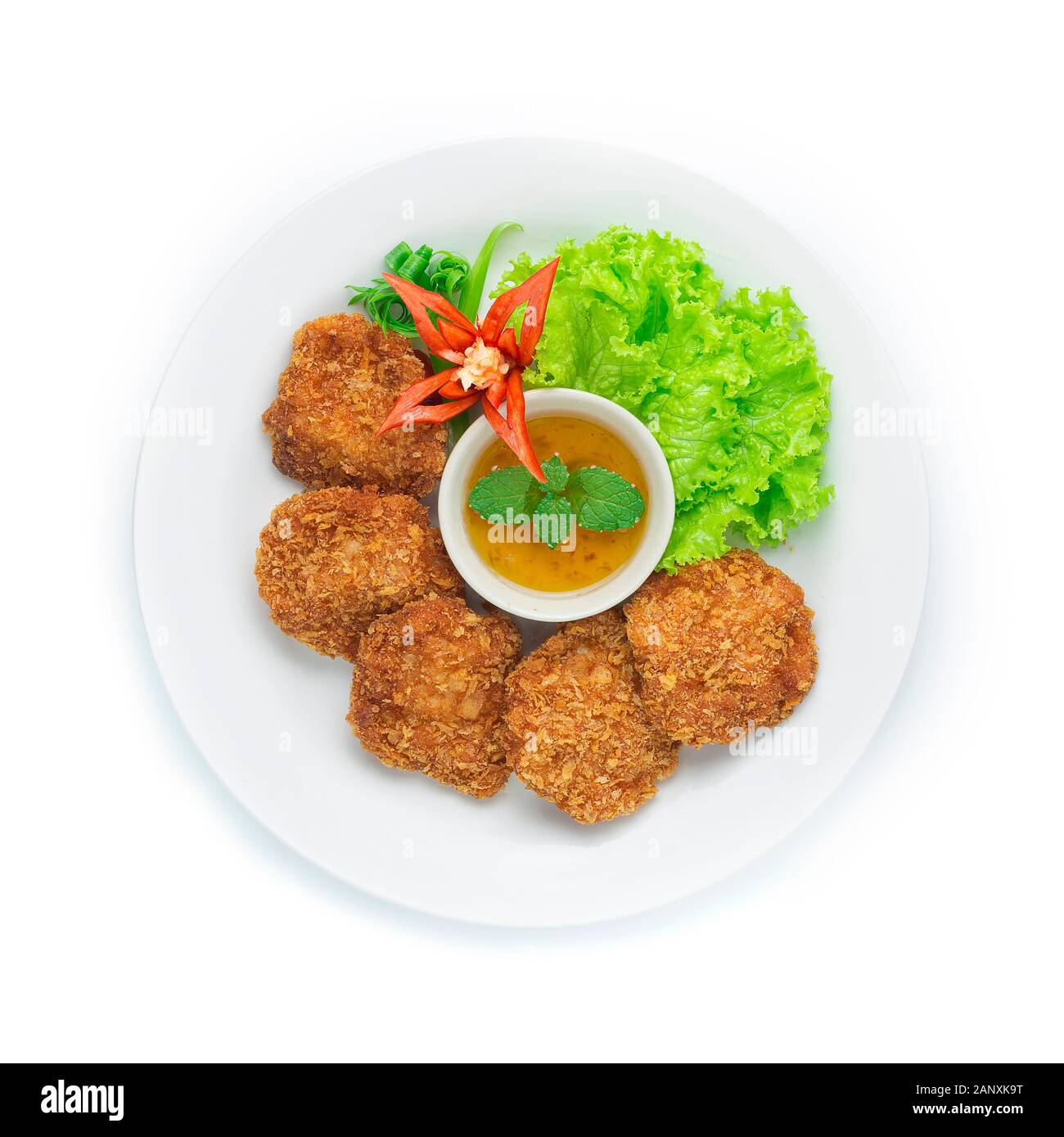 Shrimp Pancake Deep Fried Chinese Food Asian style Served with Sweet