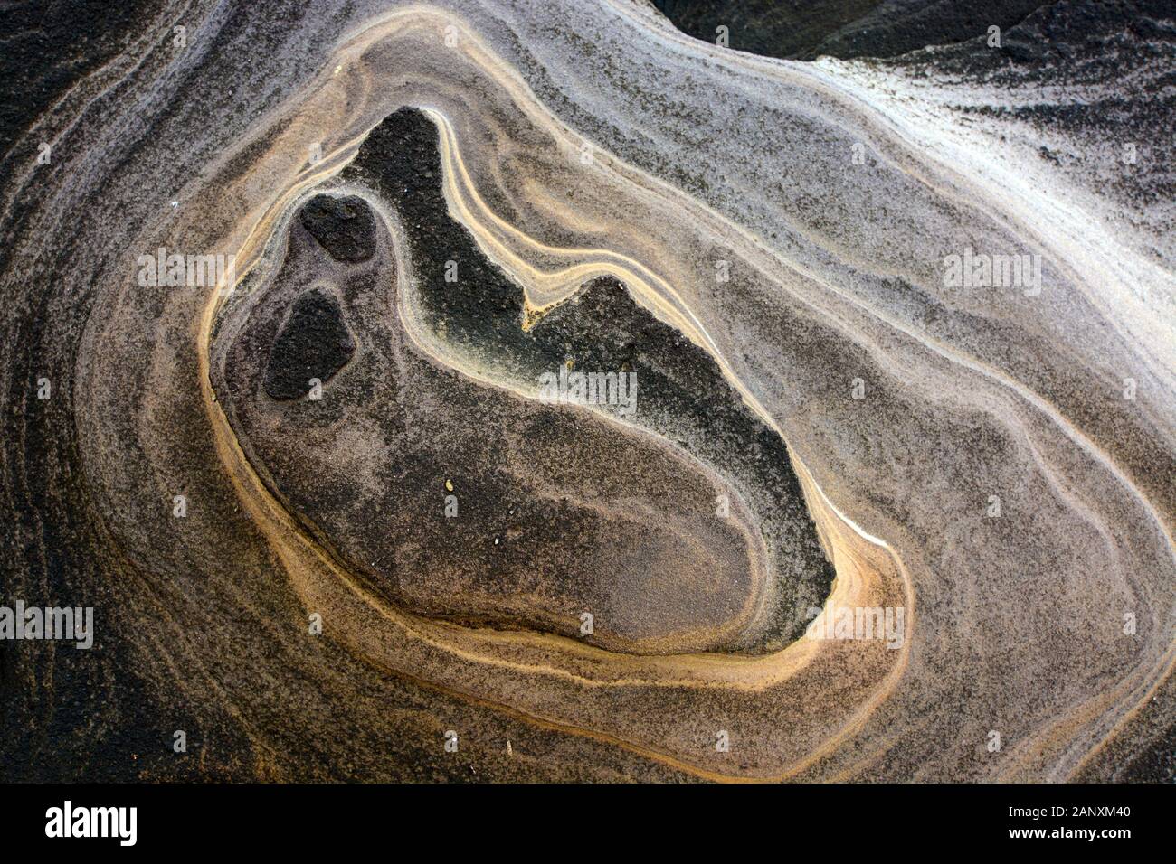 Unique sandstone rings formation from sedimentation and natural weathering of the rock Stock Photo