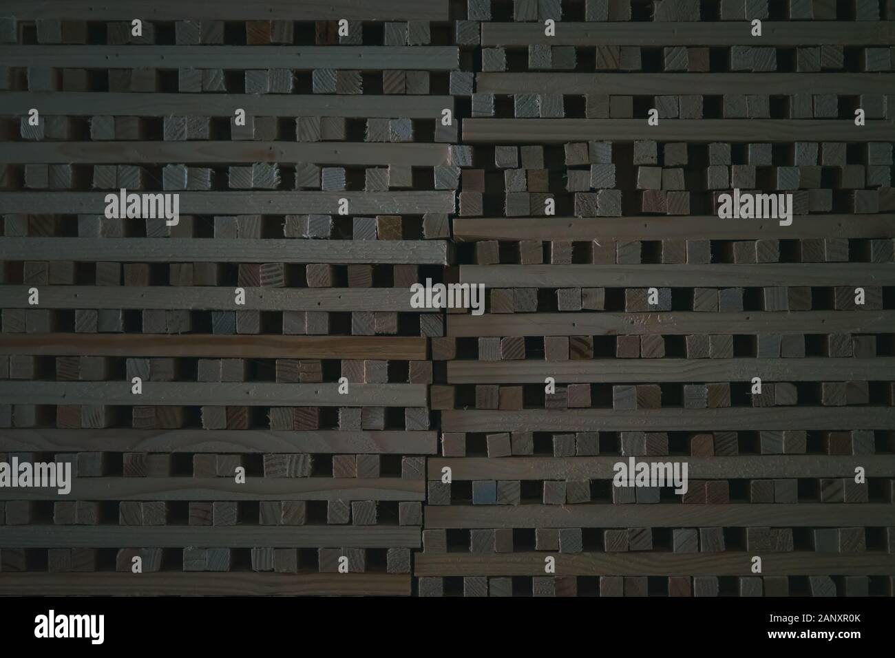 Wood working industry stack of wooden planking lath board joist table