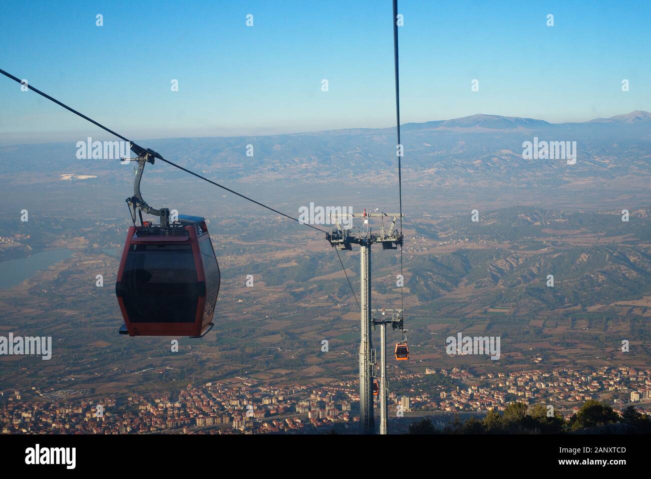 Cable car, city panorama City View. Tourist travel by cable car Stock ...
