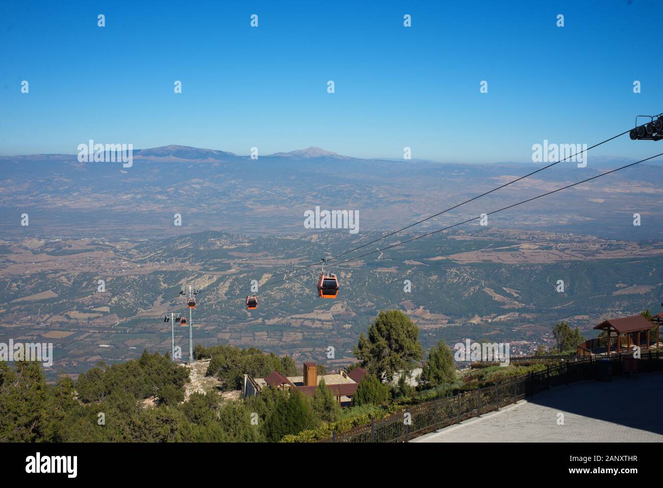 Cable car, city panorama City View. Tourist travel by cable car Stock ...