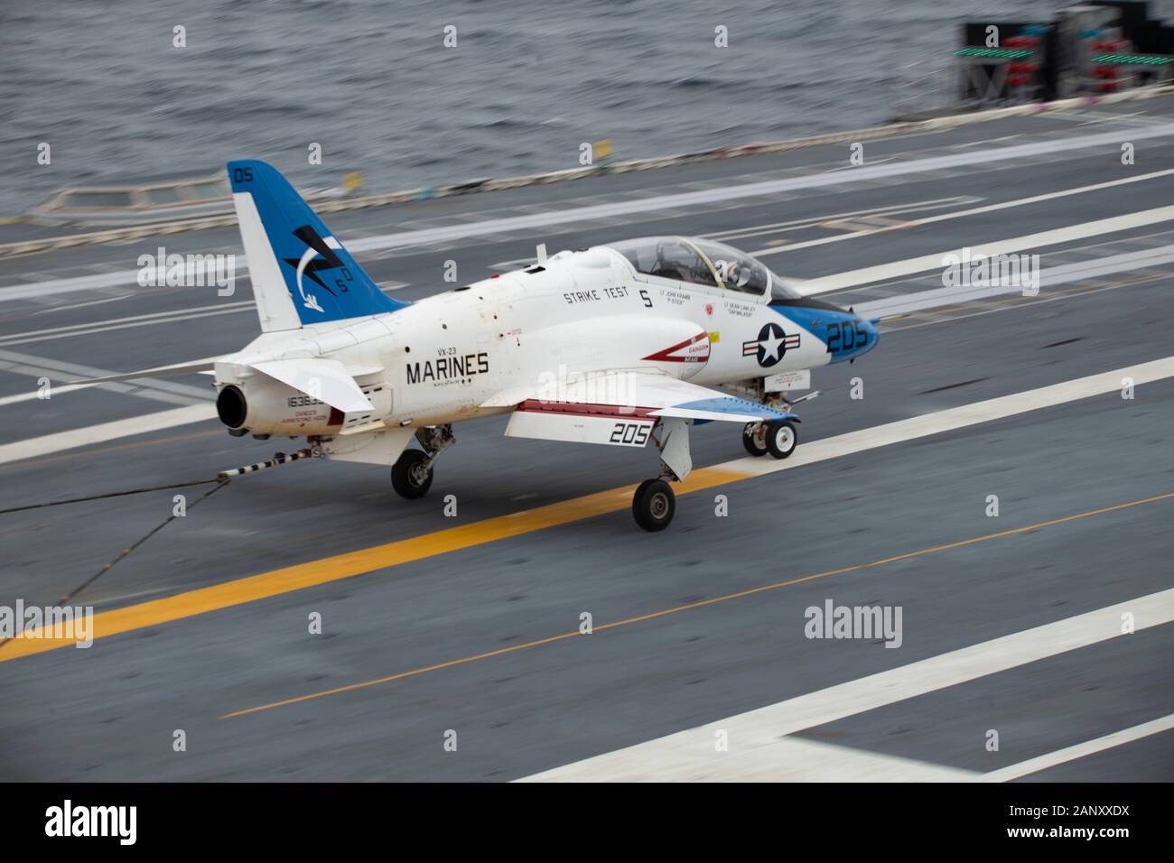 Atlantic Ocean Jan 18 A T 45 Goshawk Assigned To Air Test And Evaluation Squadron Vx 23 Lands On Uss Gerald R Ford S Cvn 78 Flight Deck Ford Is Currently Conducting Aircraft