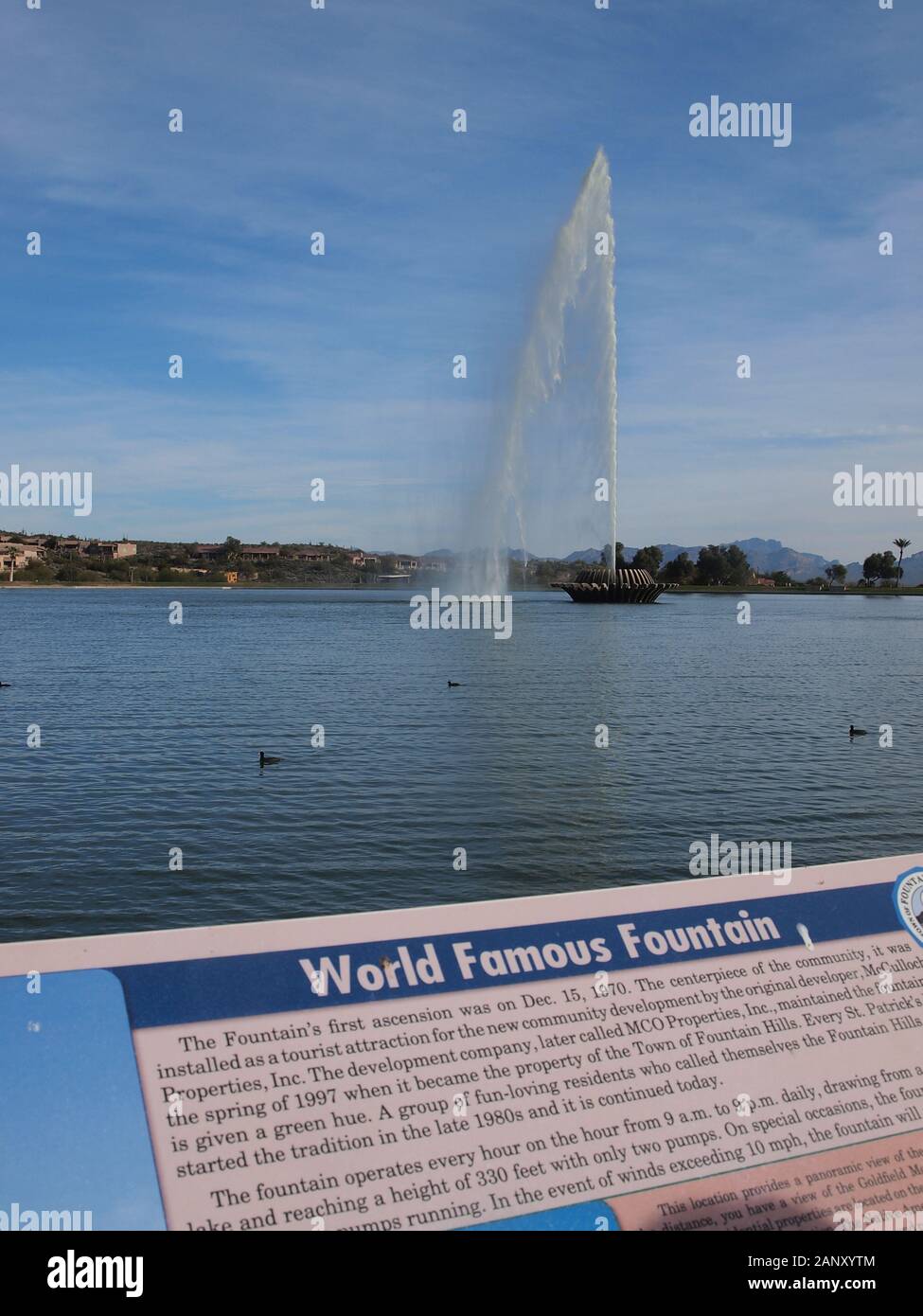 Famous Fountain Hills, Arizona landmark. Shooting water over 300 feet