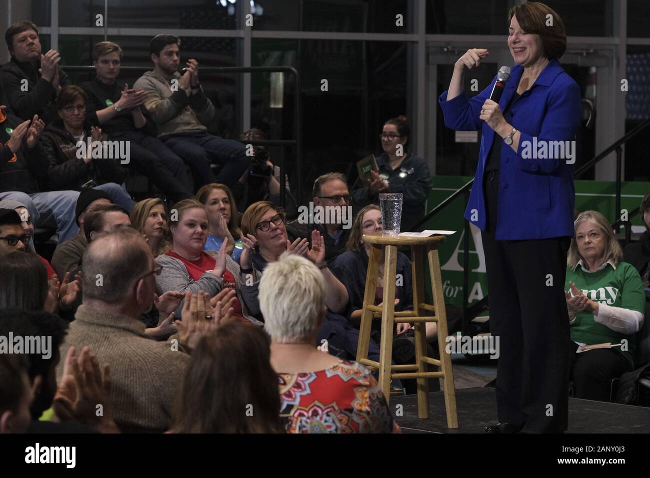 Waukee, Iowa, USA. 19th Jan, 2020. Sen. Amy Klobuchar speaks in a Town