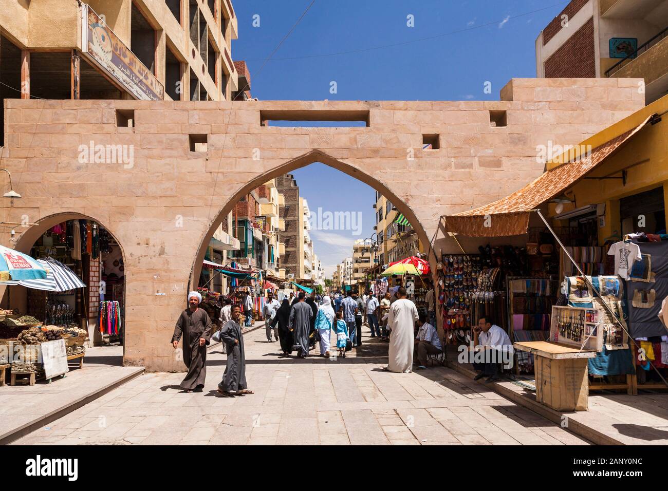 Main street of  suq, also bazaar, city market, city center, Aswan, Egypt, North Africa, Africa Stock Photo